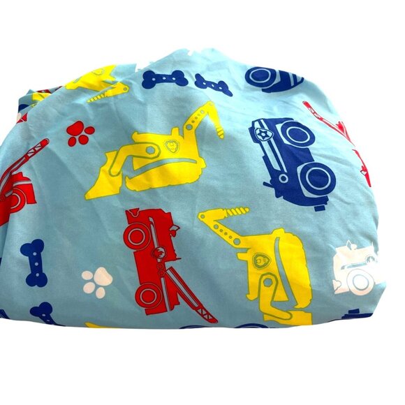 Kid Truck Bulldozer Nickelodeon Dog Bone Puppy Paw Blue Full Size Fitted Sheet - Picture 1 of 7